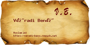 Váradi Benő névjegykártya